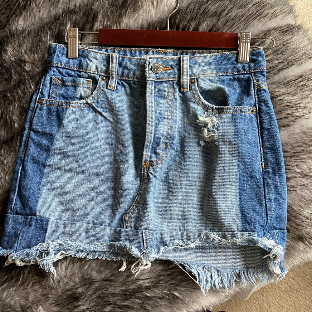 Hidden Two Toned Jean Skirt